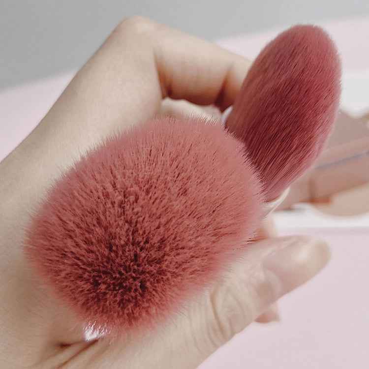 5pcs/Set Medium Portable Makeup Brush Set With Mirror Mini Multifunctional Makeup Brush, Brown, Rose Red, Pink, Fluorescent Green