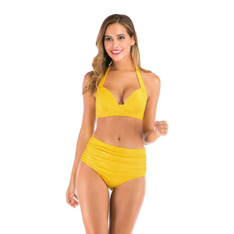 Lace-Up Halter Backless High-Waisted Swimsuit Split Printed Bikini Swimsuit, XL, XXL, XXXL