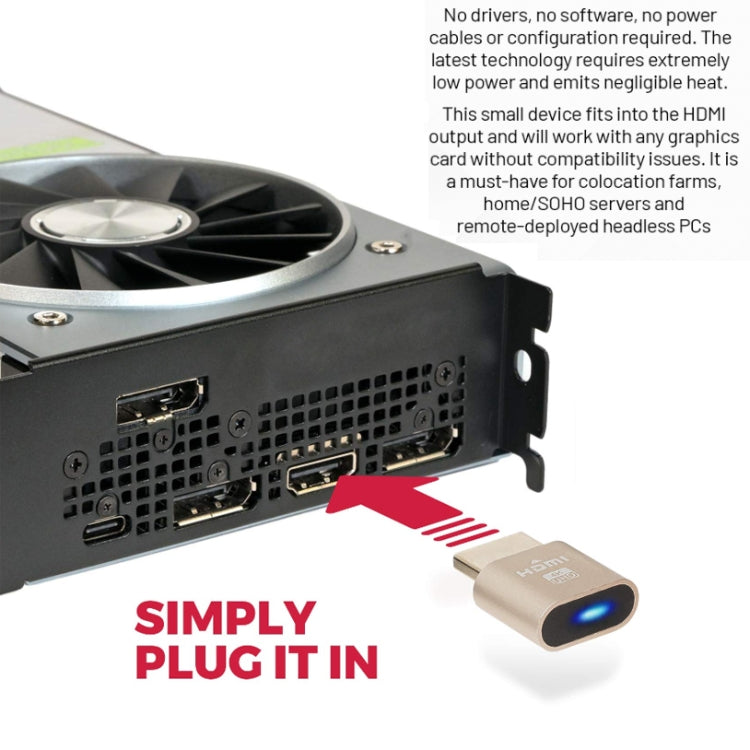 2pcs Graphics Card Spoofer HDMI Dummy Load Simulates HD Displays, 2pcs Gold