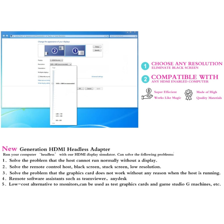 2pcs Graphics Card Spoofer HDMI Dummy Load Simulates HD Displays, 2pcs Gold