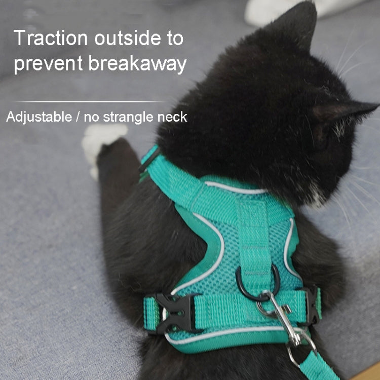 Pet Vest Harness + Traction Rope Set Reflective Breathable Dog Cat Harness