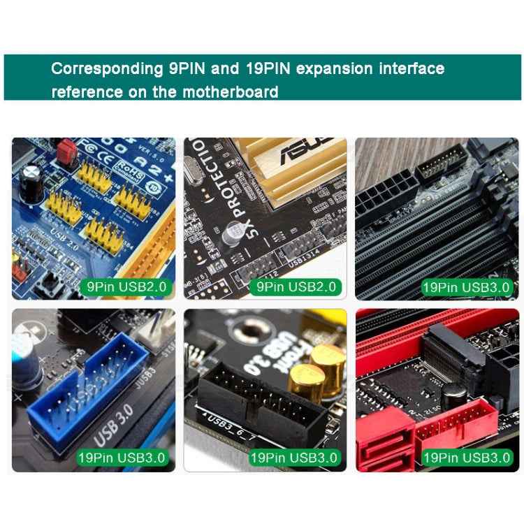 9 Pin USB Header Female 1 To 2 Male Board 9-Pin USB 2.0 HUB Connector Adapter, 9pin To Dual 9pin Direct Plug