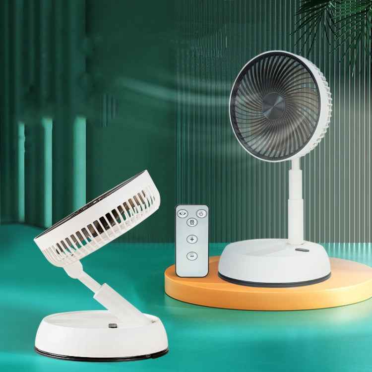 8-inch Portable Folding Telescopic Fan Can Shake Head with Timing & Remote Control, White 6000 mAh