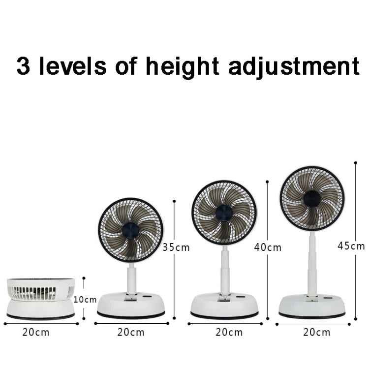8-inch Portable Folding Telescopic Fan Can Shake Head with Timing & Remote Control, White 6000 mAh