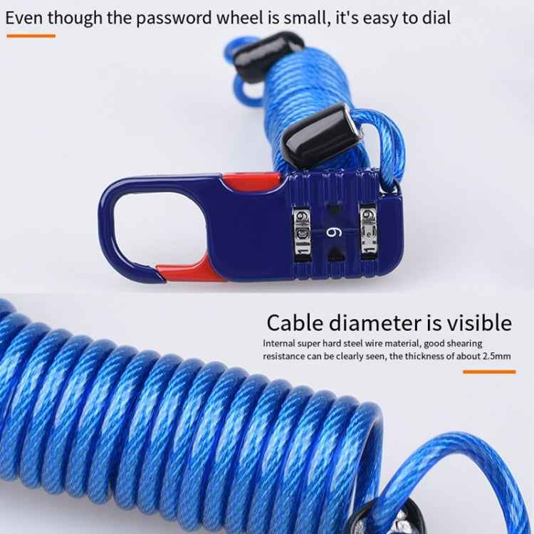 Helmet Anti Theft Password Lock Motorcycle Car Basket Soft Lock, Blue, White, Black, Pink