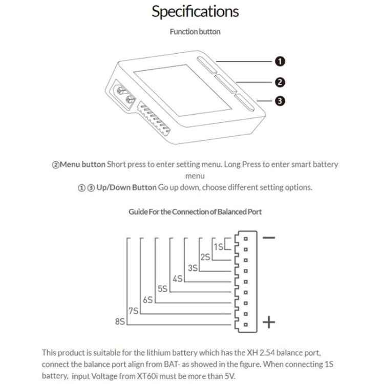 ISDT Aircraft Model Lithium Battery 1-8S Electric Display Measuring Appliance, ISDT BG-8S