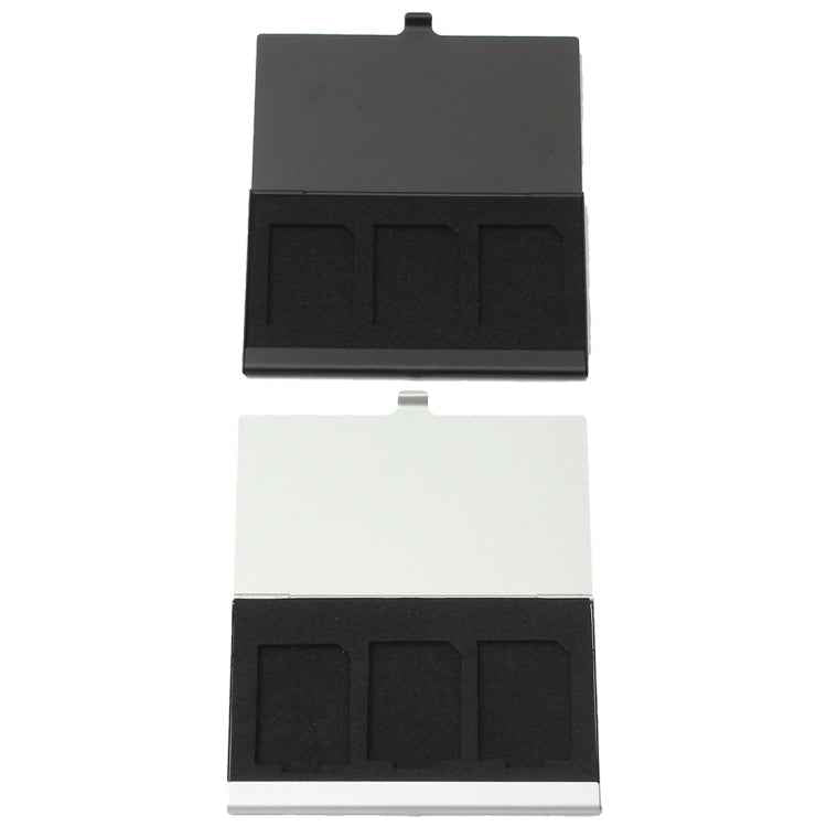 3SD Aluminum Alloy Memory Card Case Card Box Holders, Silver, Black