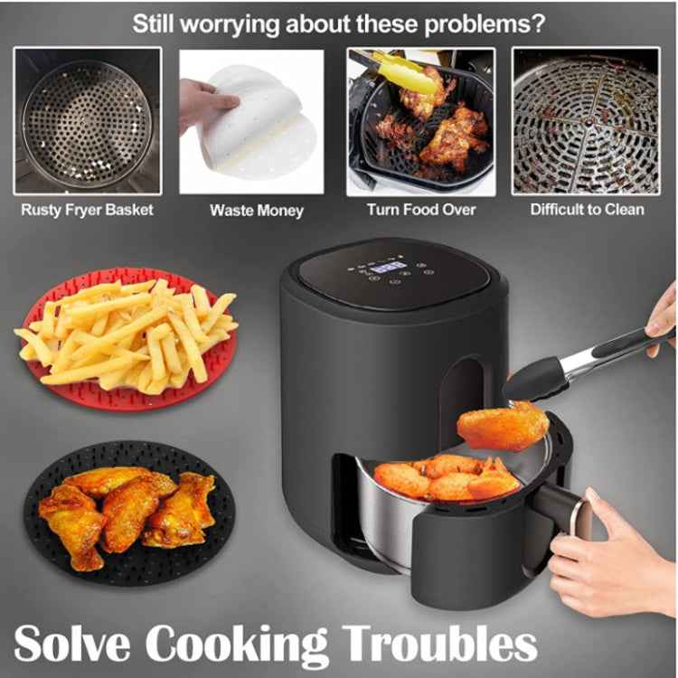 Air Fryer Reusable Silicone Liner Mat Non-Stick Steamer Pad Kitchen Accessories, Round 20cm Black, Round 20cm Red, Square Black 20.2cm, Square Red 20.2cm, Square Red 23cm, Square Black 23cm