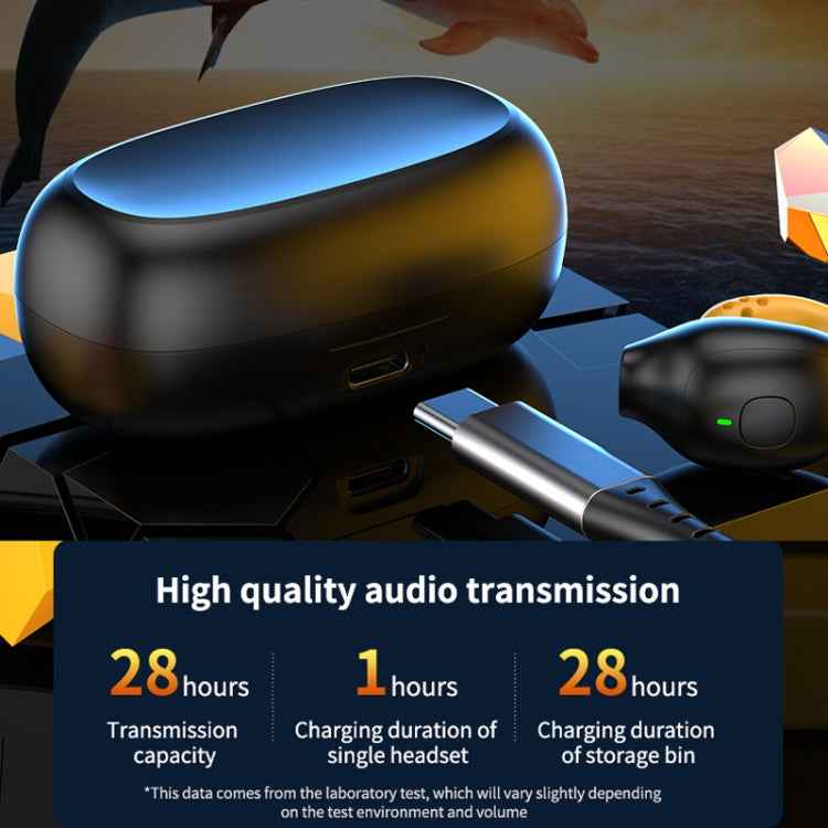 LED Digital Display Wireless Ear Clip Noise Reduction Bluetooth Headset