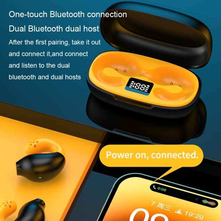 LED Digital Display Wireless Ear Clip Noise Reduction Bluetooth Headset