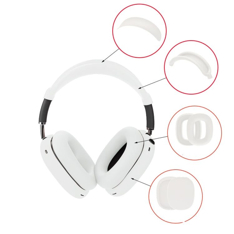 For AirPods Max 2 / Max Headphones 4-in-1 Silicone Replacement Cover Kit, 4-in-1 (White), 4-in-1 (Red), 4-in-1 (Transparent Black)