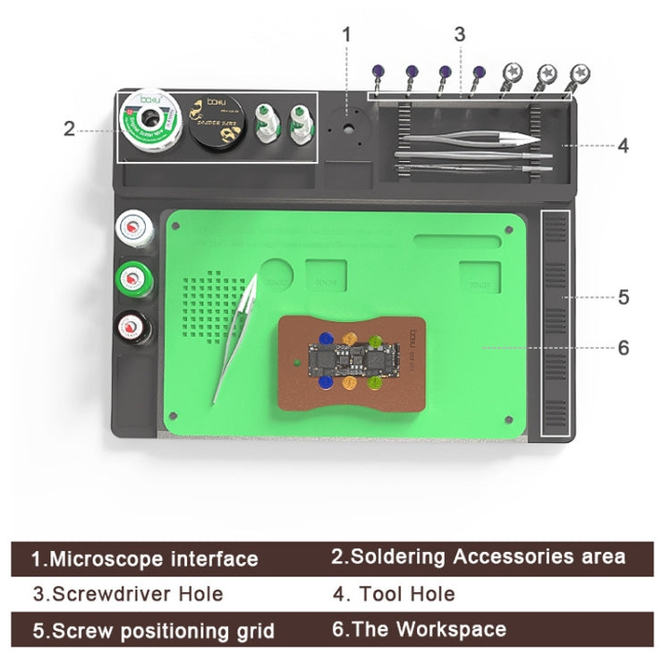 BAKU BA-692 2 In 1 Microscope Maintenance Insulation Pad Aluminum Alloy Silicone Work Mat