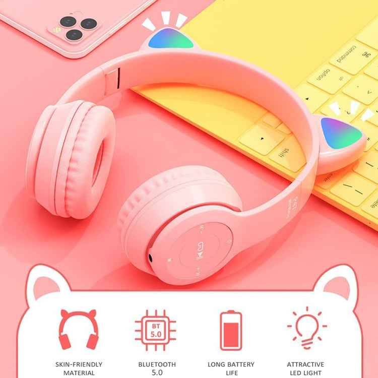P47M LED Light-emitting Cat Ears Gaming Bluetooth Wireless Headset