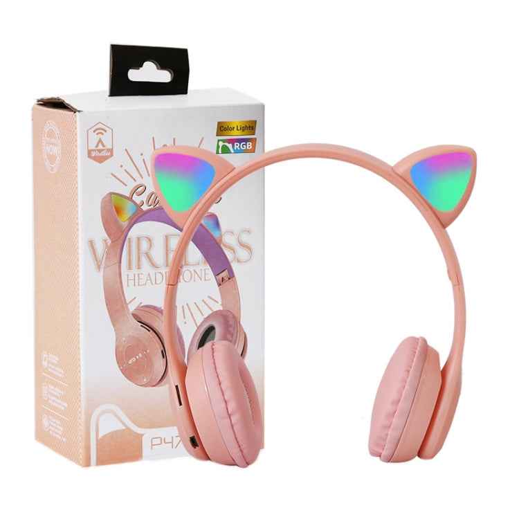 P47M LED Light-emitting Cat Ears Gaming Bluetooth Wireless Headset