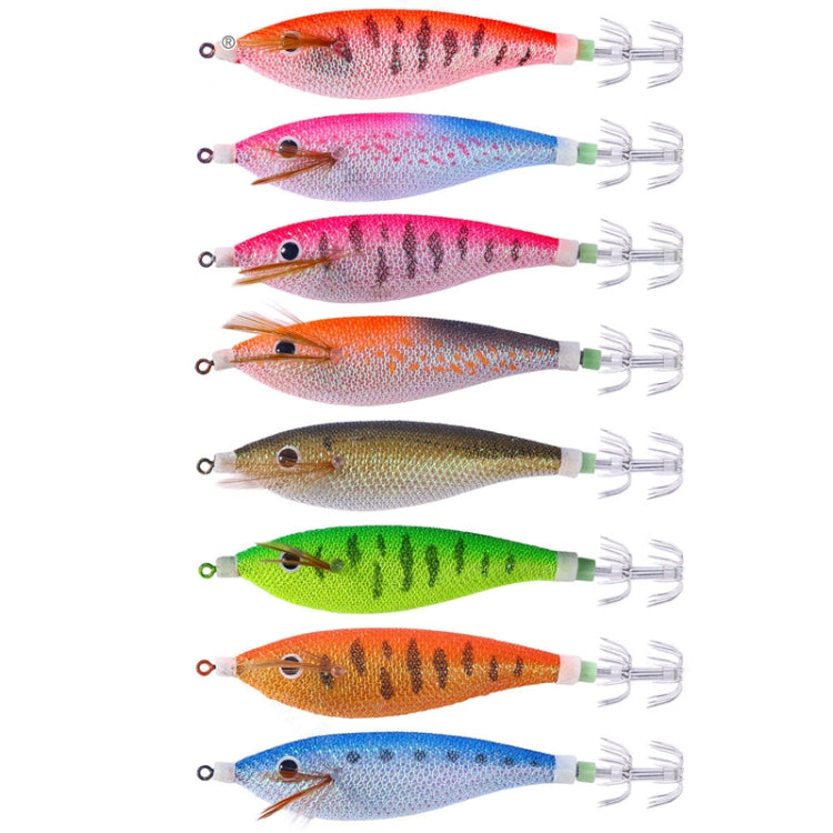 8colors /Set HENGJIA SJ057 Luminous Wooden Shrimp Dummy Bait Squid Hook Hard Bait, 11cm 13.4g