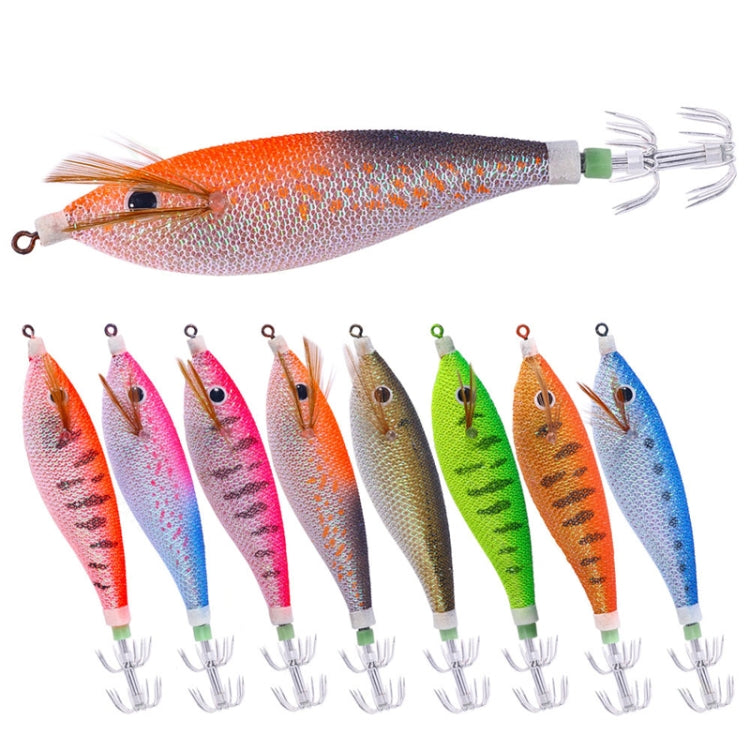 8colors /Set HENGJIA SJ057 Luminous Wooden Shrimp Dummy Bait Squid Hook Hard Bait, 11cm 13.4g