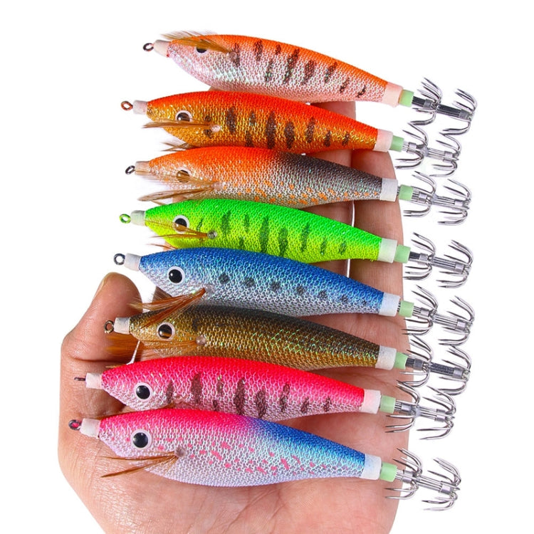 8colors /Set HENGJIA SJ057 Luminous Wooden Shrimp Dummy Bait Squid Hook Hard Bait, 11cm 13.4g