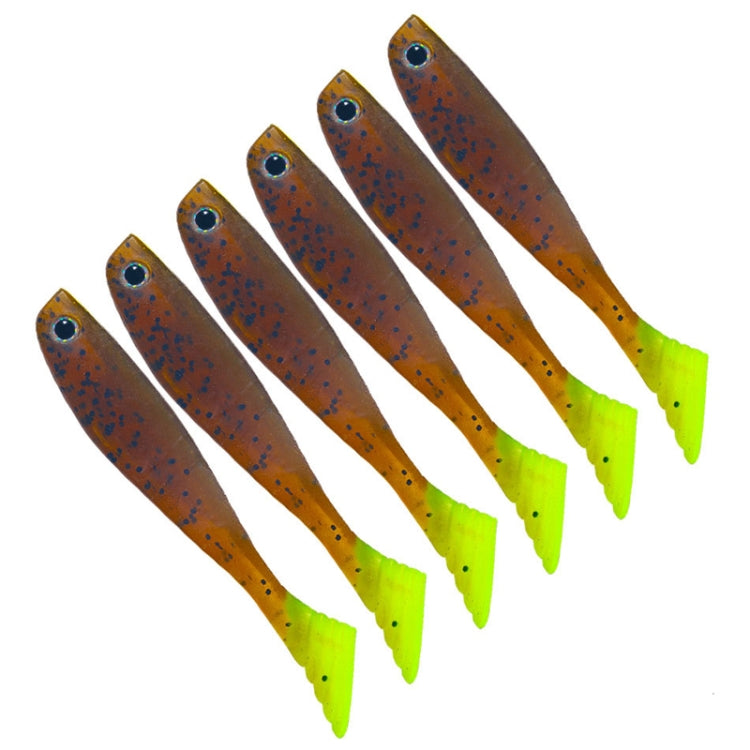 6pcs /Pack HENGJIA T-Tail Soft Dummy Bait Freshwater Fishing Lures, 10cm 5.3g
