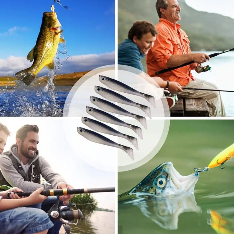 6pcs /Pack HENGJIA T-Tail Soft Dummy Bait Freshwater Fishing Lures, 10cm 5.3g