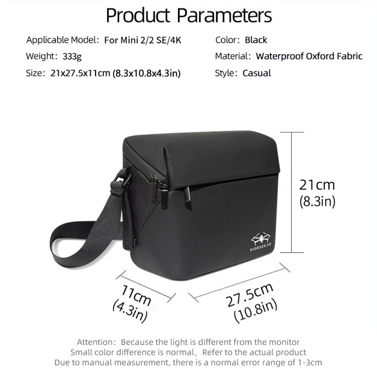 For DJI Mini 4K / Mini 2 SE / Mini 2 Portable Waterproof Shoulder Bag Messenger Bag, Mini 4K Black