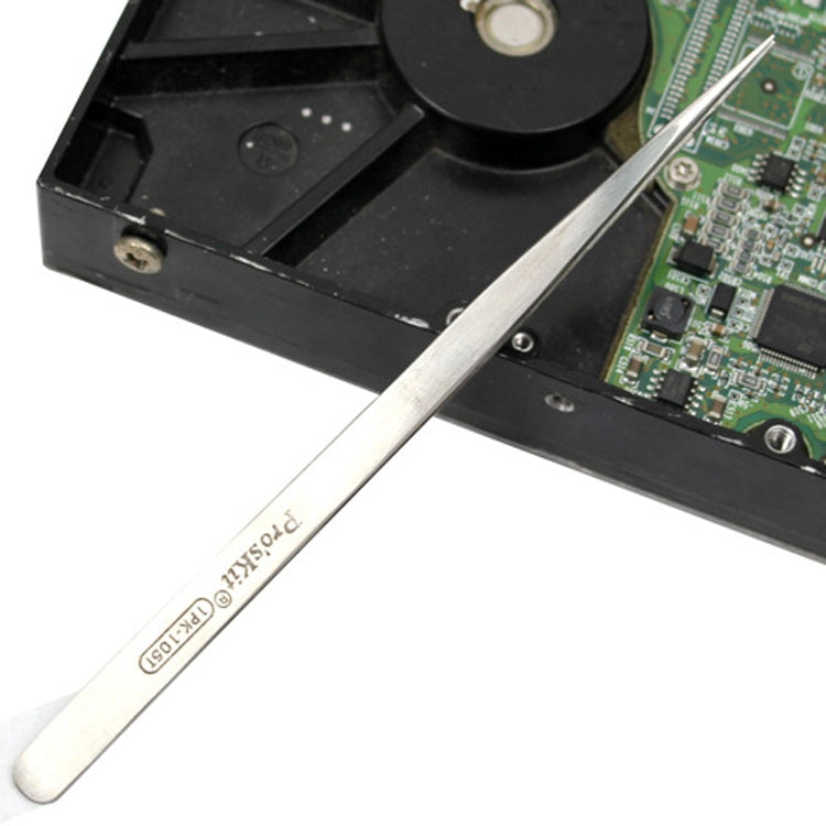 ProsKit 1PK-105T Stainless Steel Anti-magnetic Tweezer Precision Straight Pointed Pincette 140mm