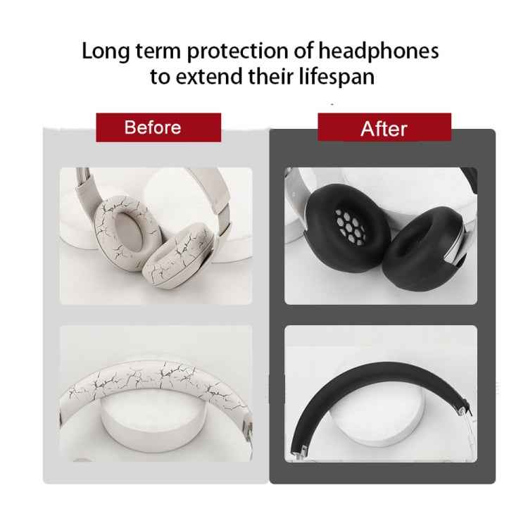For Beats Studio Pro Headphones Silicone Ear Cushion + Headband Cover Set
