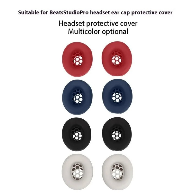 For Beats Studio Pro Headphones Silicone Cover Ear Cushion, Ear Cushion(Black), Ear Cushion(Beige), Ear Cushion(Red), Ear Cushion(Deep Blue)