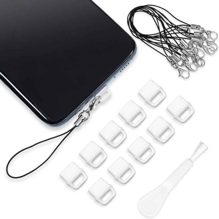 USB-C Charging Port Phone Dust Plug Lanyard Cleaning Brush Set
