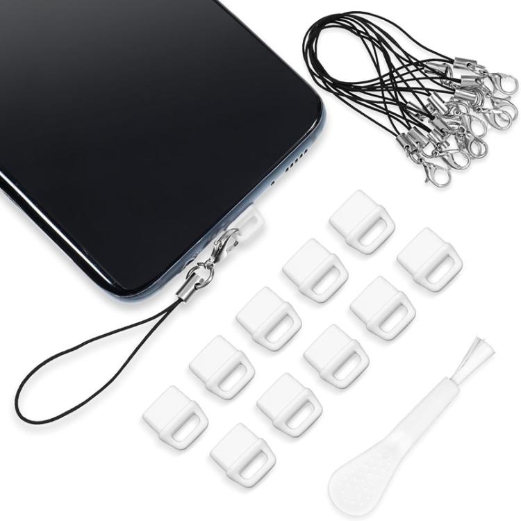 USB-C Charging Port Phone Dust Plug Lanyard Cleaning Brush Set