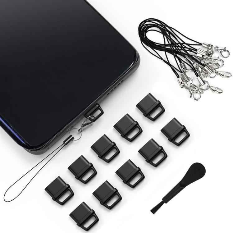 USB-C Charging Port Phone Dust Plug Lanyard Cleaning Brush Set
