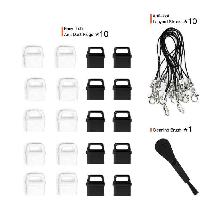 USB-C Charging Port Phone Dust Plug Lanyard Cleaning Brush Set
