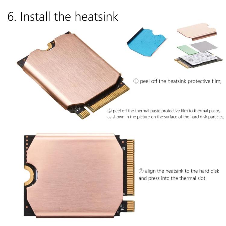 For Steam Deck Game Console SSD Copper Heat Sink M.2 2230 NVMe Radiator Pad, Set A, Set B