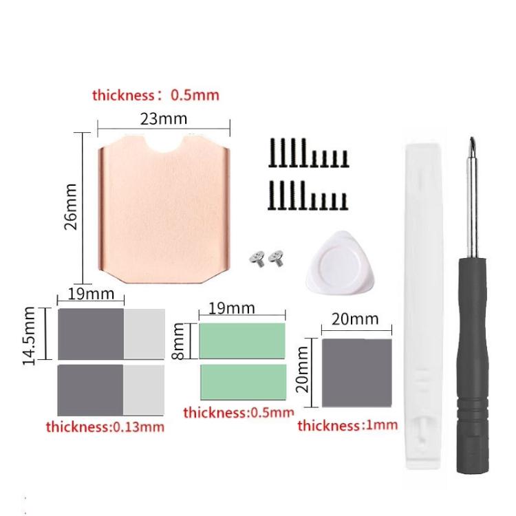 Dissipateur thermique en cuivre pour SSD Steam Deck, M.2 2230 NVMe, kit A et B