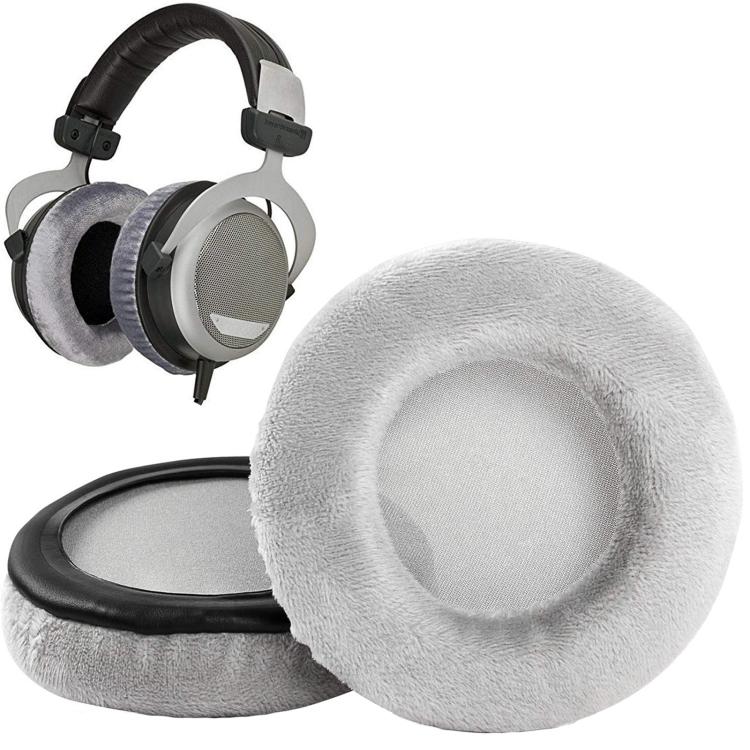 For Beyerdynamic DT990 / DT880 / DT770 Pro Headphone 1pair Ear Pads Sponge Cover, Flannel Black, Flannel Gray