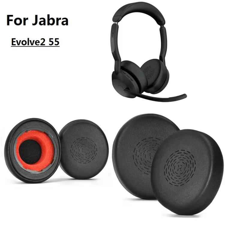 For Jabra Evolve2 55 Stereo Headset 1pair Protein Leather Ear Cushions Soft Replacement Ear Pads