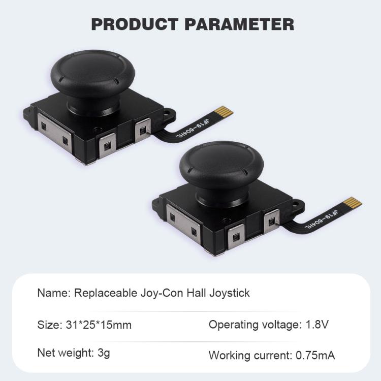 Hall Effect Joystick for Nintendo Switch/OLED/Lite Joy-Con Electromagnetic Analog Stick with No Drift, Black, Set 1, Set 2