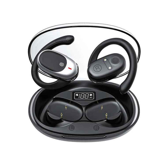 Air Conduction Bluetooth Earphones With Transparent Digital Display Case