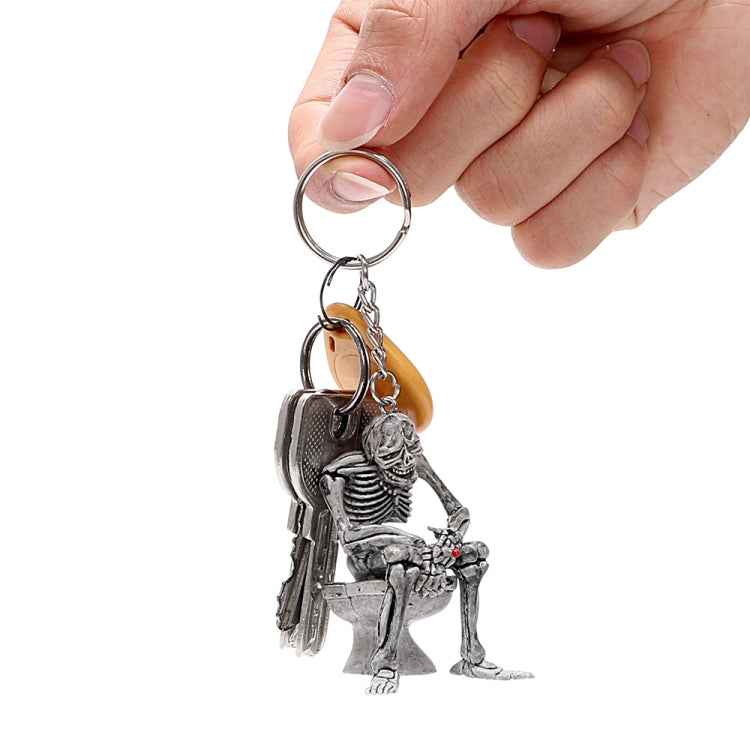 Car Key Rings Toilet Skulls Keychain Cool Purse Bag Decor Key Chain Rubber Mini Auto Keyfob Car Styling Interior Accessories