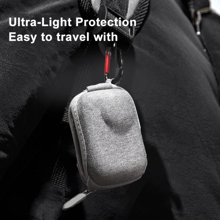 For Insta360 GO Ultra Carrying Case Shockproof EVA Portable Travel Storage Bag With Carabiner Clip, Carrying Case Gray