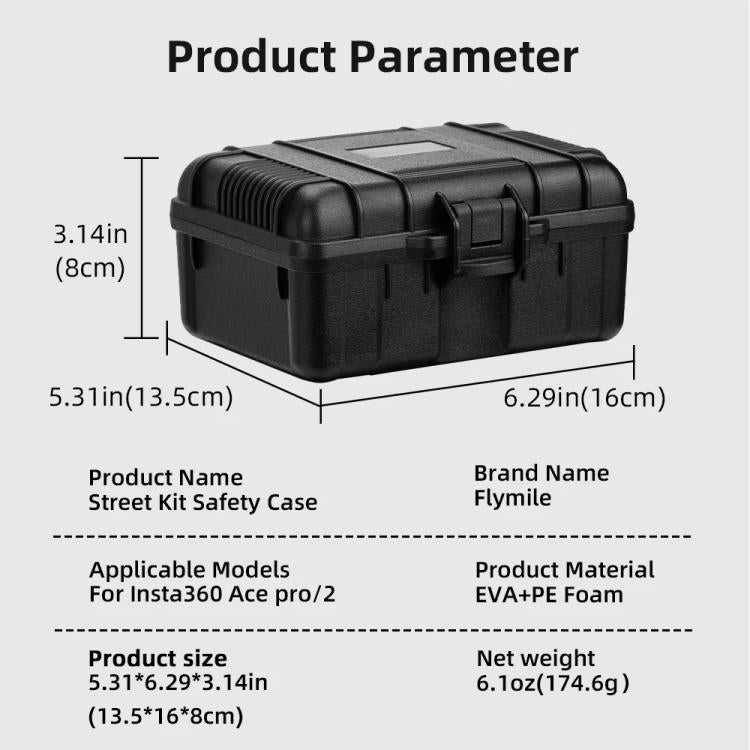 Flymile Carrying Case For Insta360 Ace Pro Street Photography Kit Shockproof Protective Storage Box, Carrying Case