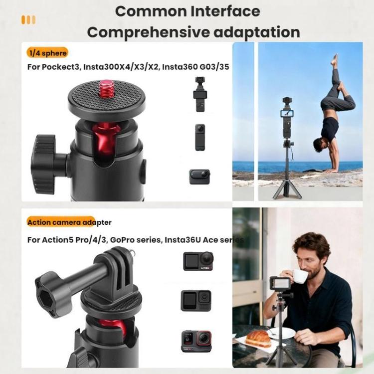 For DJI, Insta360, GoPro and Other Action Cameras Flymile Extended Selfie Stick Tripod