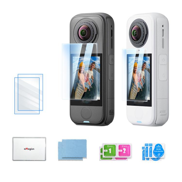 For Insta360 X4 Air aMagisn Tempered Glass Screen Protector HD Anti-Scratch 9H Hardness Lens Film, 1 Set, 2 Sets