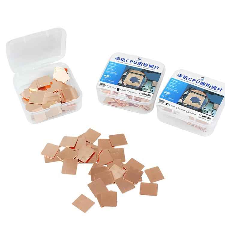 100pcs Red Copper Thermal Cooling Pads For Android Phone CPU High Conductivity Copper Sheets