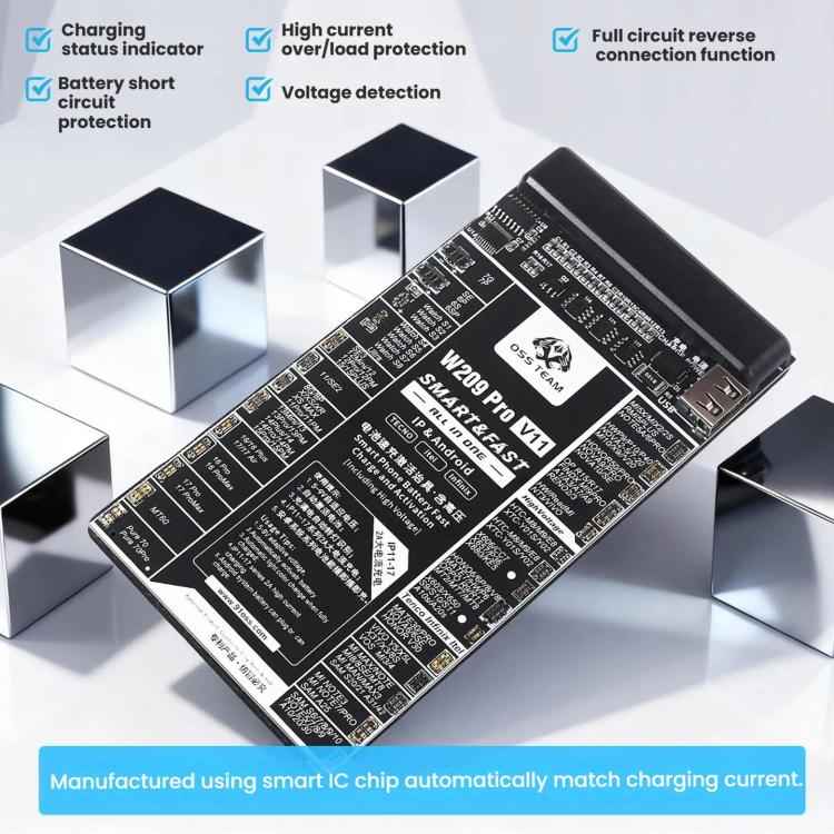 OSS TEAM W209 PRO V11 Battery Activator Board 7.4V High-Voltage for iPhone 6 To 17 Series & Android Devices