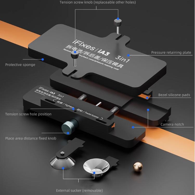 Universal Phone Repair Clamp for Battery Back Cover Removal Pressure Retaining Mold, iFixes iA3 3-in-1