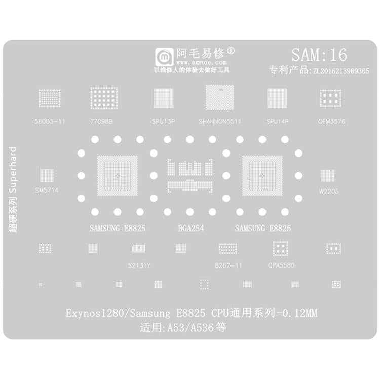 AMAOE For Samsung BGA Reballing Stencil Soldering Repair Tool, SAM15 S21/S21 Ultra, SAM16 A53/A536, SAM17 S22/S22 Ultra, SAM18 A14/A54, SAM19 S23/S24, SAM20 A156U/A156E, SAM21 S25/S25+