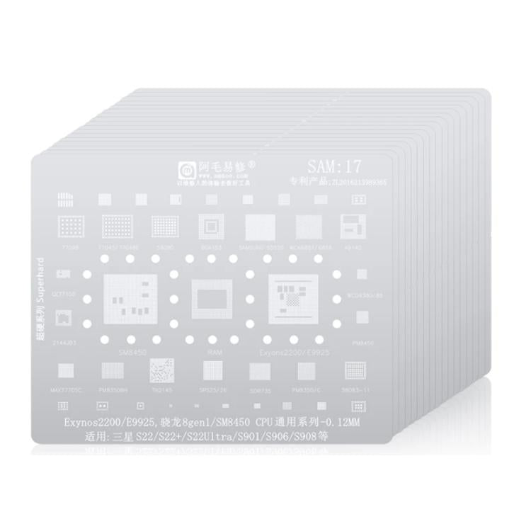 AMAOE For Samsung BGA Reballing Stencil Soldering Repair Tool, SAM15 S21/S21 Ultra, SAM16 A53/A536, SAM17 S22/S22 Ultra, SAM18 A14/A54, SAM19 S23/S24, SAM20 A156U/A156E, SAM21 S25/S25+