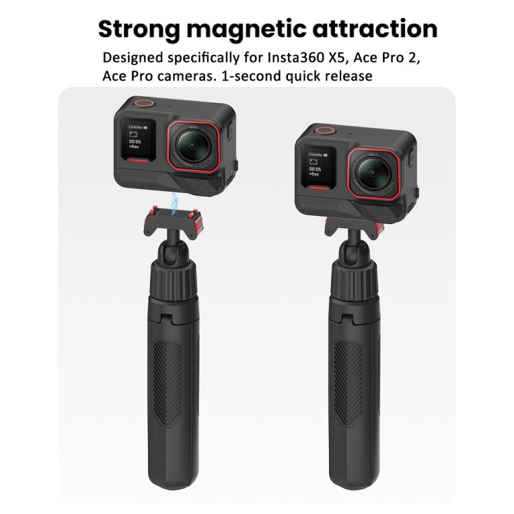 Magnetic Quick-Release Selfie Stick Tripod for Insta360 X5 / Ace Pro 2 / Ace Pro with 360-Degree Rotation, for Insta360 X5, Ace Pro 2, Ace Pro