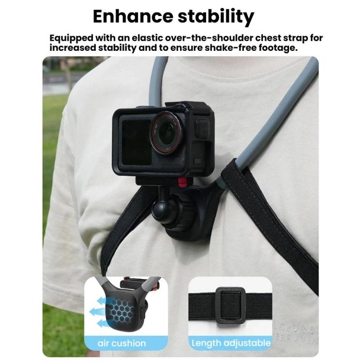 Magnetic Quick-Release Neck Mount For DJI Osmo 360 / Action 5 Pro/ 4 / 3 with 360-Degree Rotating Ball Head & Chest Strap, Neck Mount