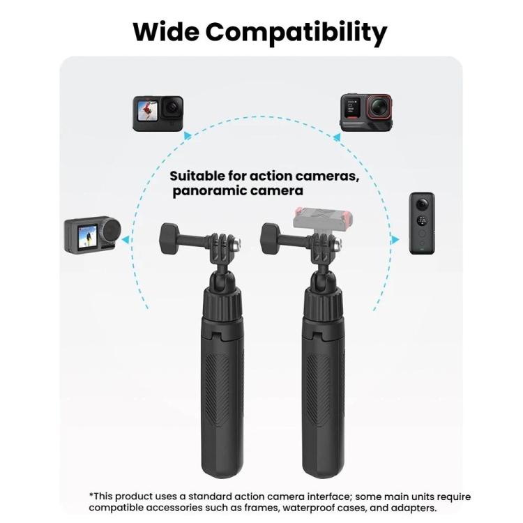 19-43cm Mini Handheld Selfie Stick Tripod with 360-degree Rotating Ball Head for for DJI, Insta360, GoPro and Other Action Cameras, 2-claw version